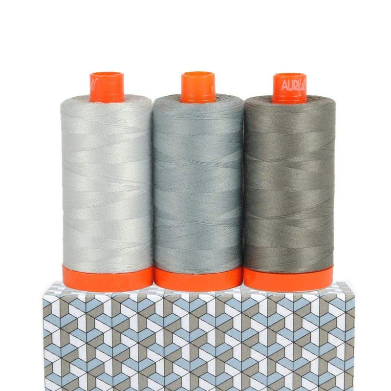 Aurifil Thread CB Milan Grey 3pc - Image 1